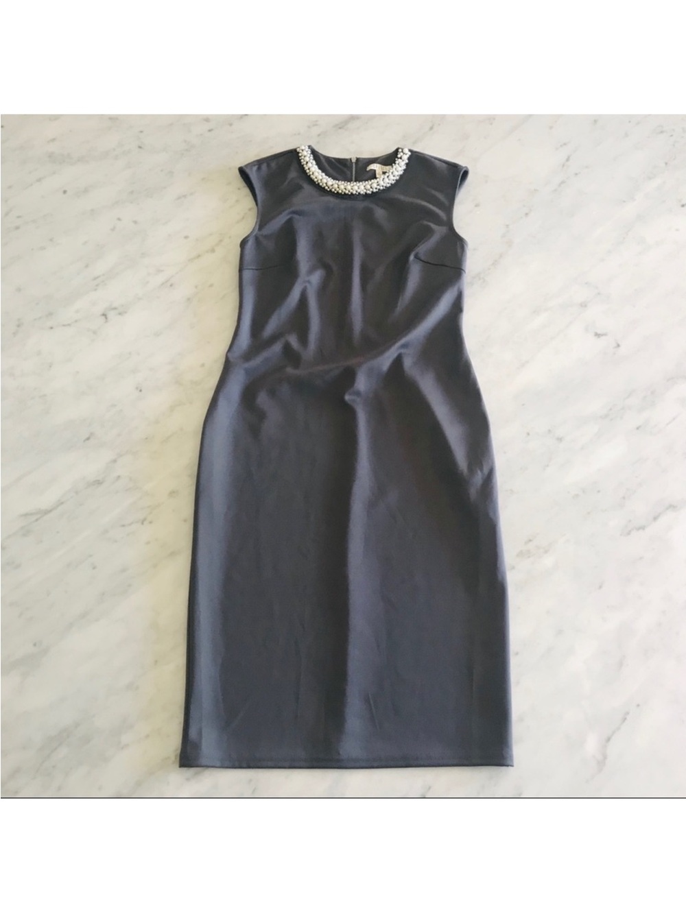 Spense Black Pearl-Embellished Cap-Sleeve Midi Dress